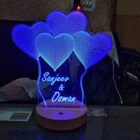 Personalized  3D Illusion Heart Shaped LED LAMP