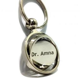 Globe Metallic Keychain With Engraved Name