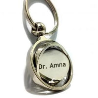 Globe Metallic Keychain With Engraved Name