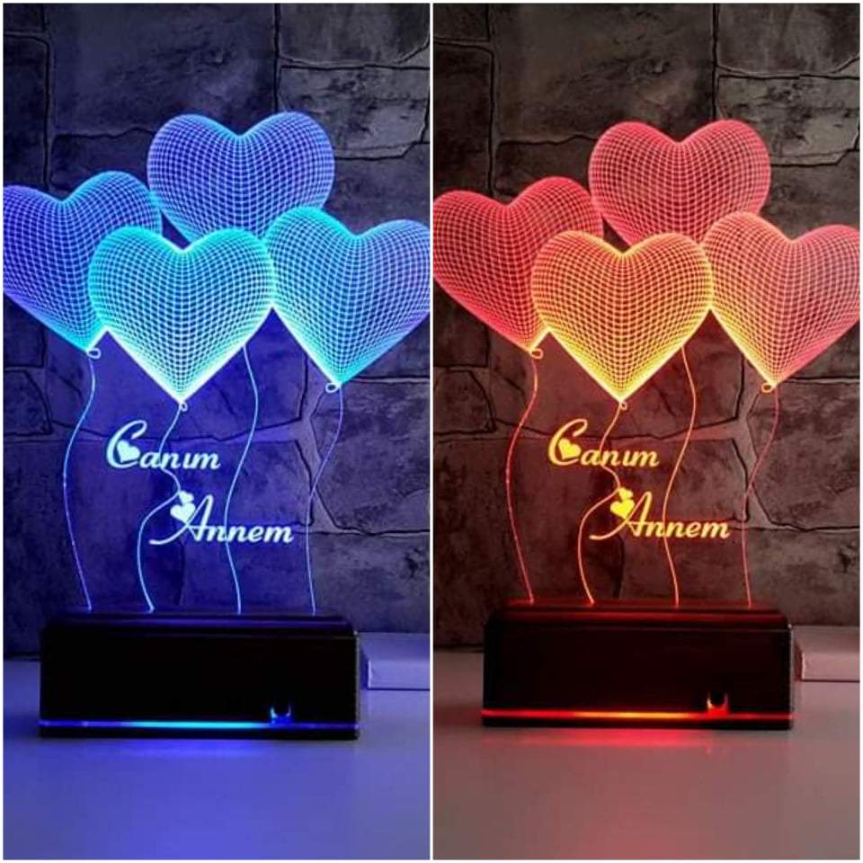 Personalized Heart Shaped 3D Illusion LED LAMP(9 Inches Height x 5-inch Width)