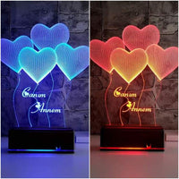 Personalized Heart Shaped 3D Illusion LED LAMP(9 Inches Height x 5-inch Width)