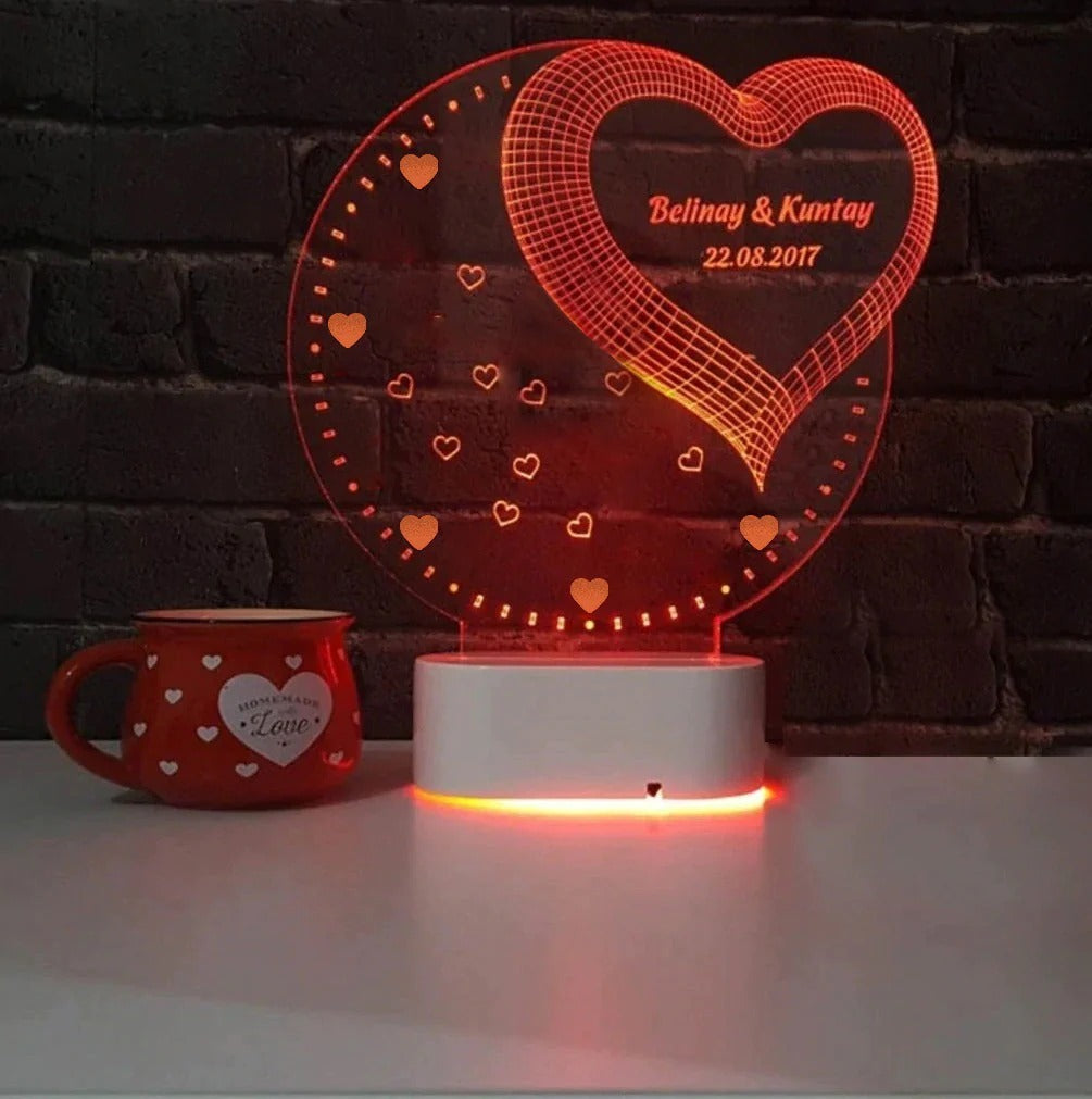 Personalized 3D Illusion LED LAMP(10 Inches Height x 8-inch Width)