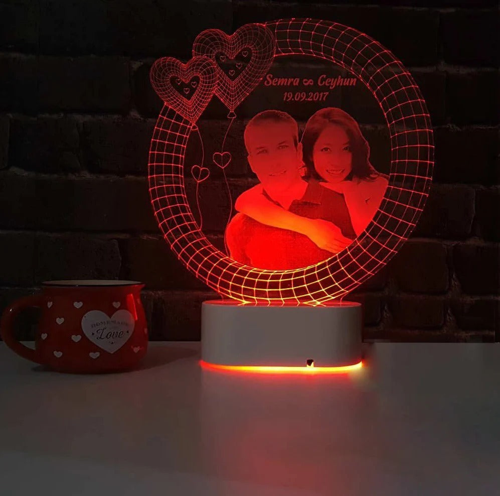 Personalized 3D photo Illusion LED LAMP(10 Inches Height x 8-inch Width)