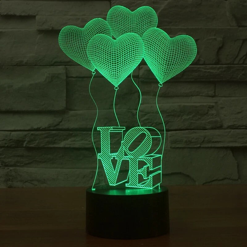 Romantic I Love You 3D Illusion Lamp Led Night Light