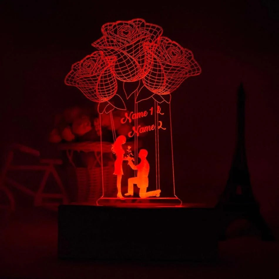 PERSONALIZED 3D FLOWER ILLUSION LED LAMP